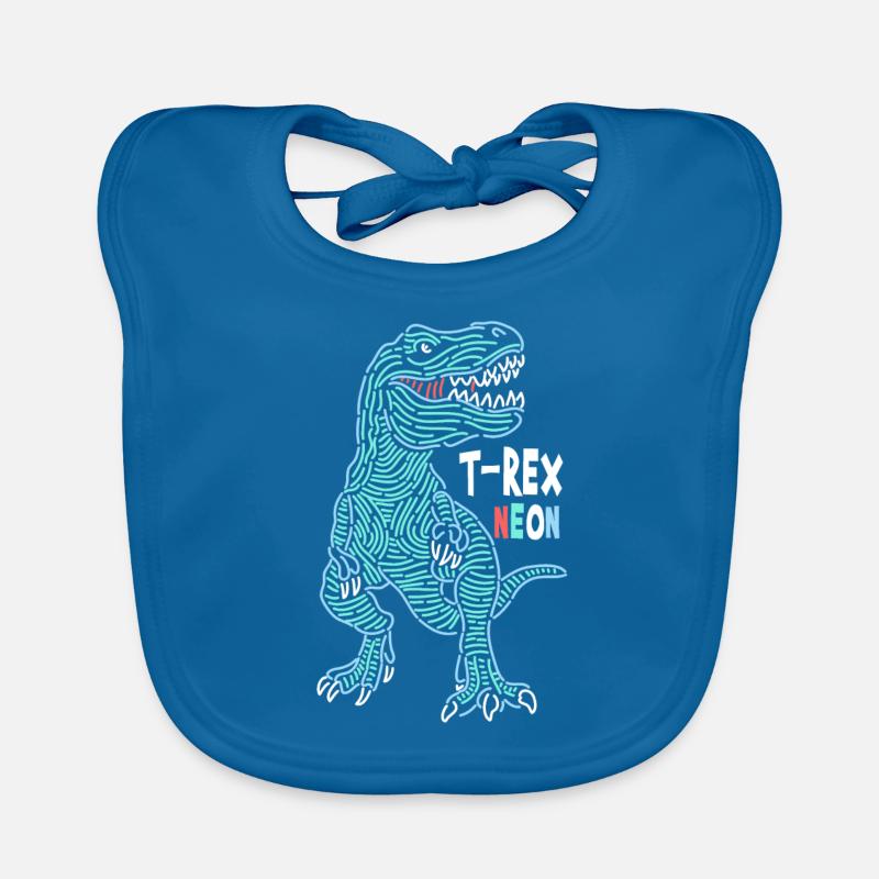 T-Rex Neon - Bavoir bio Bébé - bleu paon