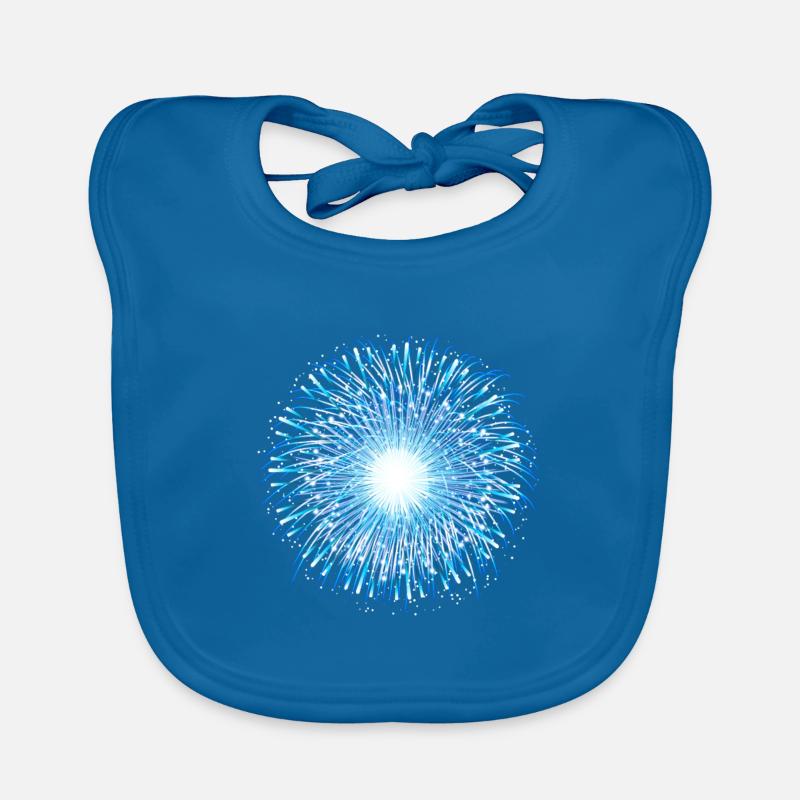 Bonne année de feux d’artifice! - Bavoir bio Bébé - bleu paon