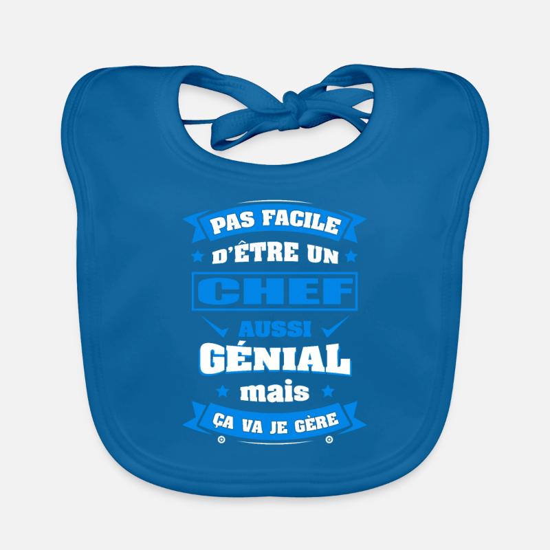 CHEF GÉNIAL - Bavoir bio Bébé - bleu paon