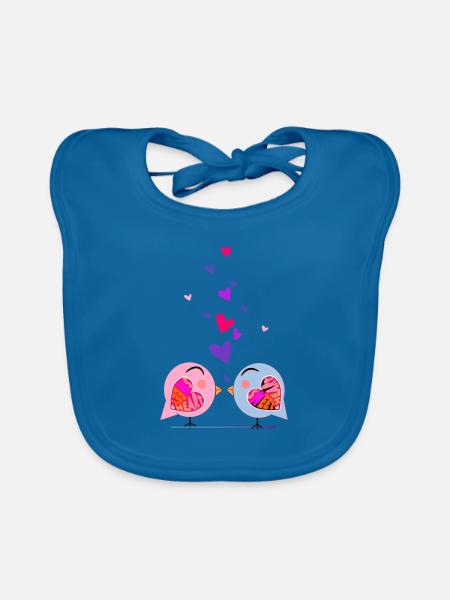Sweetheart Birds <3 - Baby Bio-Lätzchen - Pfauenblau