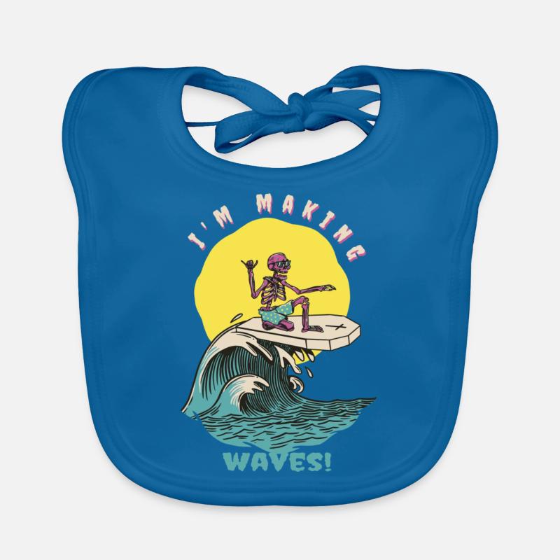Je fais des vagues! Drôle de surfeur rétro Bavoir bio Bébé