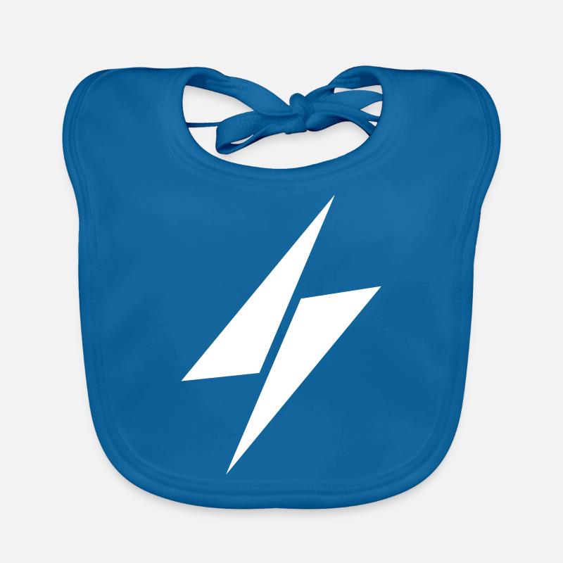 Logo blanc tonnerre - Bavoir bio Bébé - bleu paon
