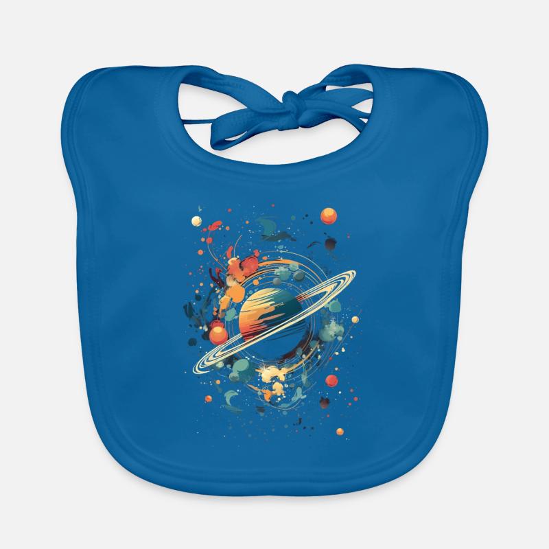 Surrealist planets with Saturn Organic Baby Bibs