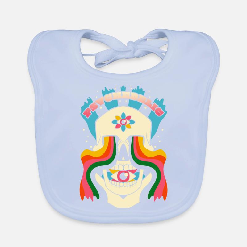 Psychedelic Skull Psychedelic Graphic Organic Baby Bibs