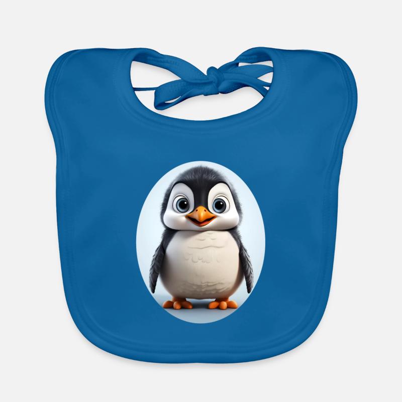 Pingouin - Bavoir bio Bébé - bleu paon