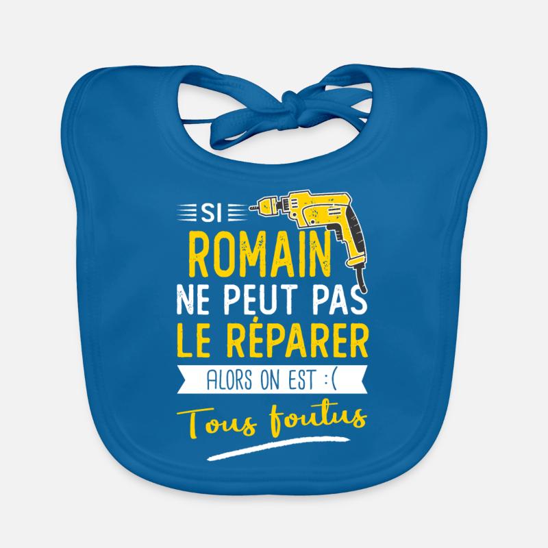 Romain Si romain ne peut pas le réparer - Bavoir bio Bébé - bleu paon