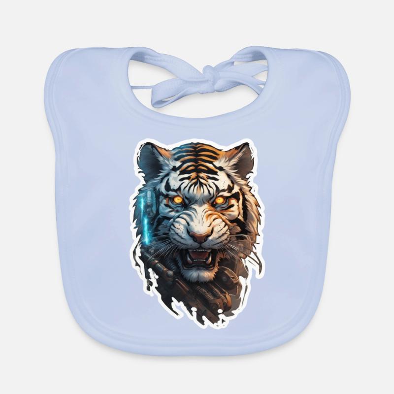 Tiger Tattoo Cyberpunk Robot Organic Baby Bibs
