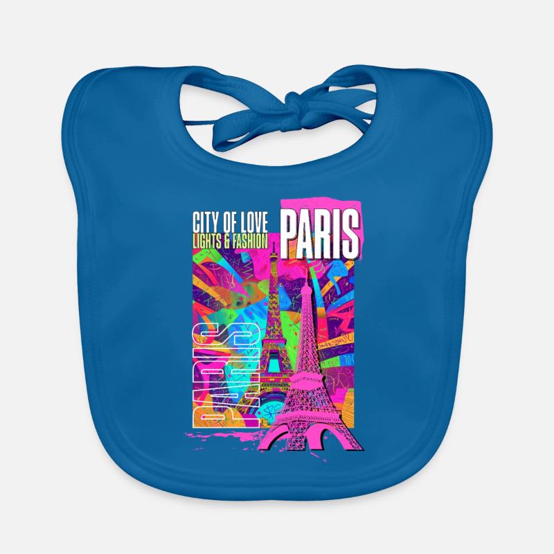 Paris Frankreich Stadt Skyline Eiffelturm Bunt Baby Bio-Lätzchen
