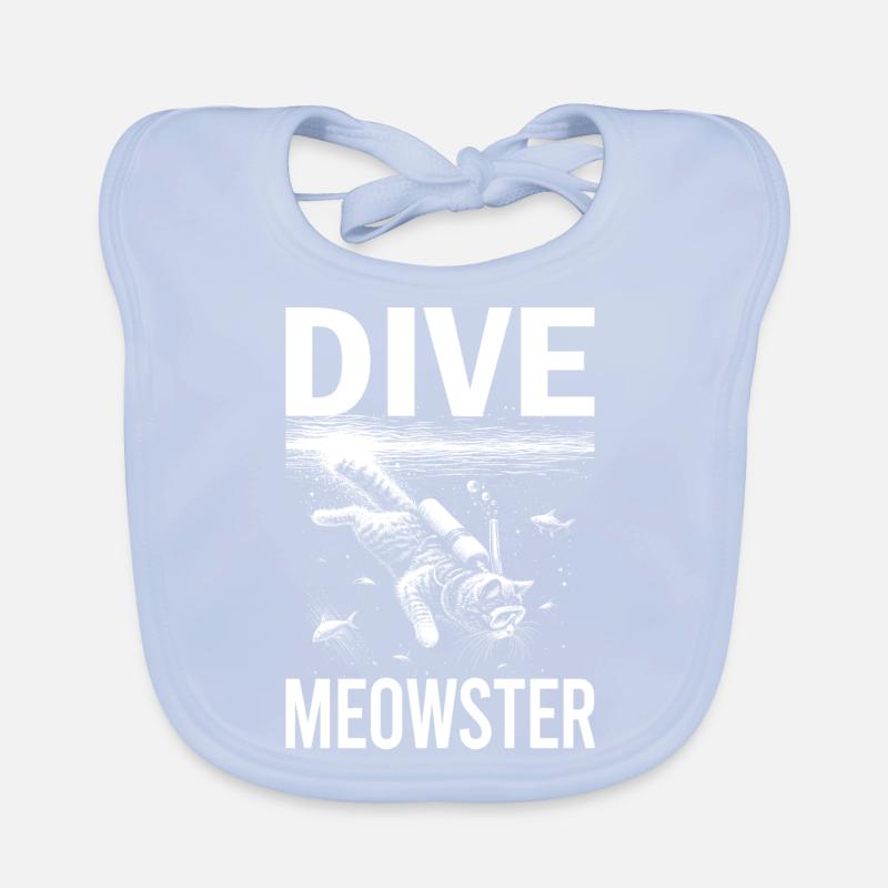 Plongée Meowster Plongée sous-marine Chat Plongée Animaux Drôles Bavoir bio Bébé