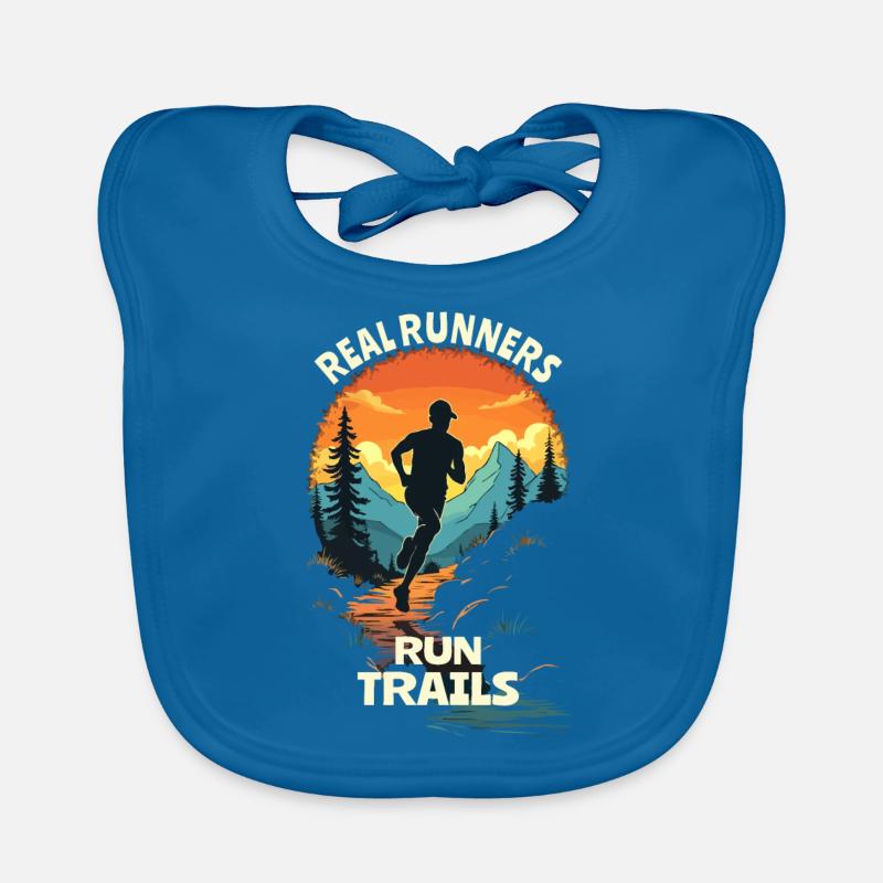 Echte Läufer laufen Trails - Trail Running - Baby Bio-Lätzchen - Pfauenblau
