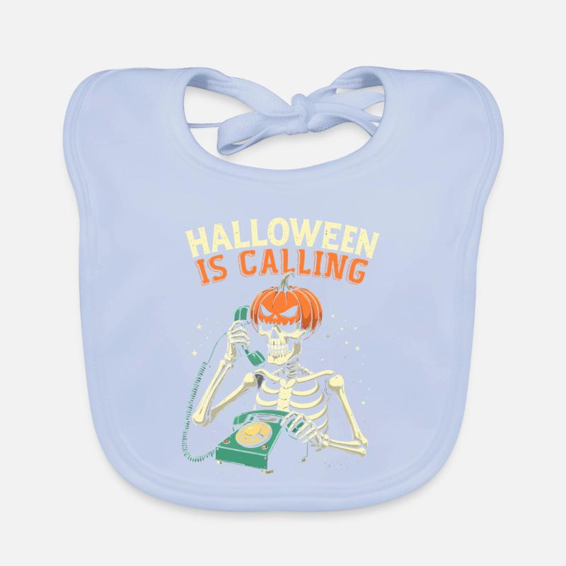 Halloween Skeleton with Pumpkin Organic Baby Bibs