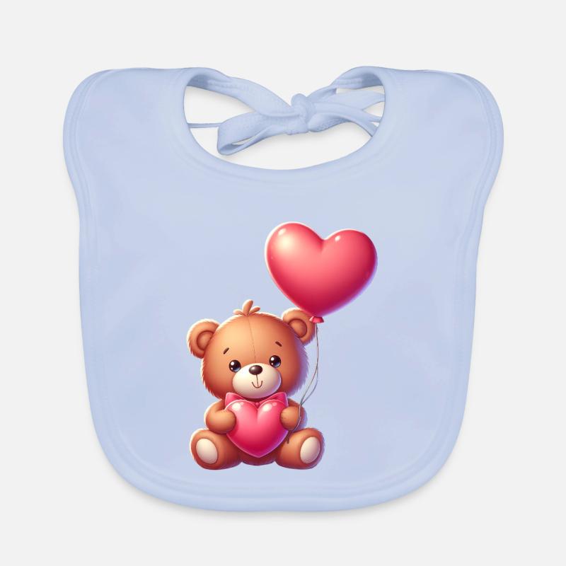Teddybär mit Herzballon Baby Bio-Lätzchen