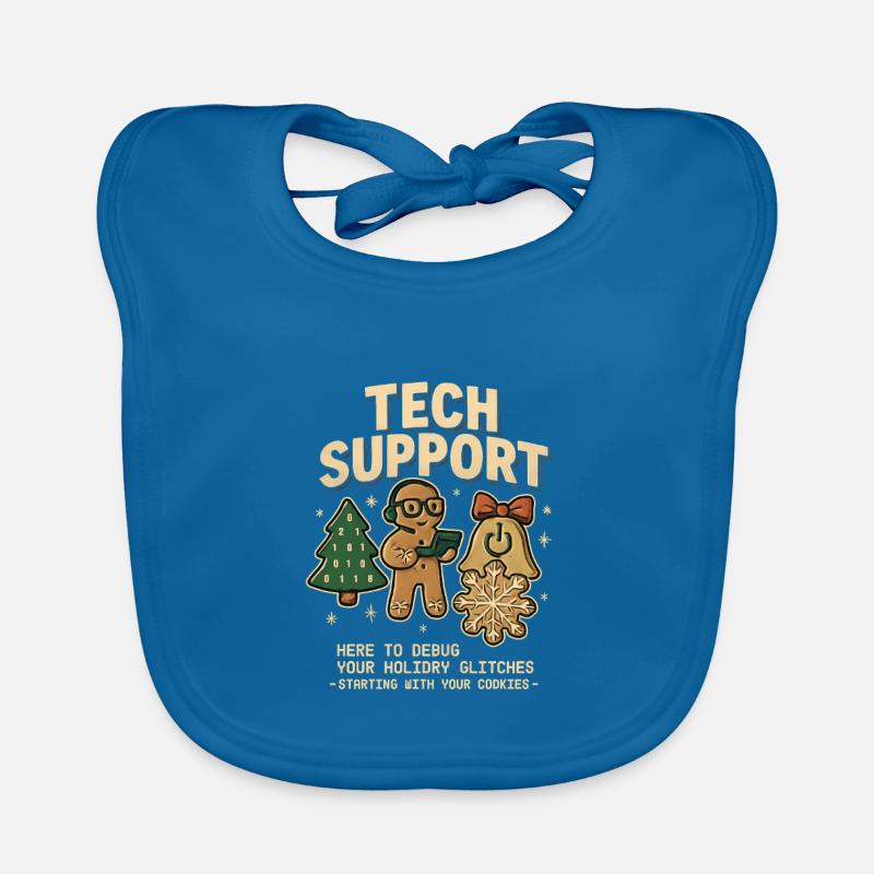 Vintage Tech Support Retro IT Christmas Organic Baby Bibs