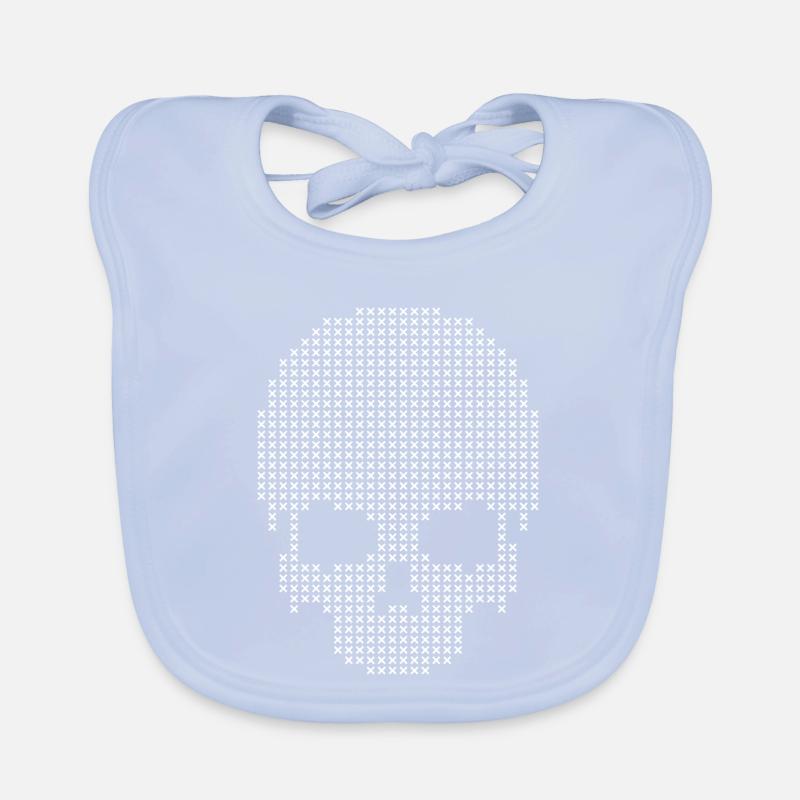 Geometric Skull Stitches Dotwork Organic Baby Bibs