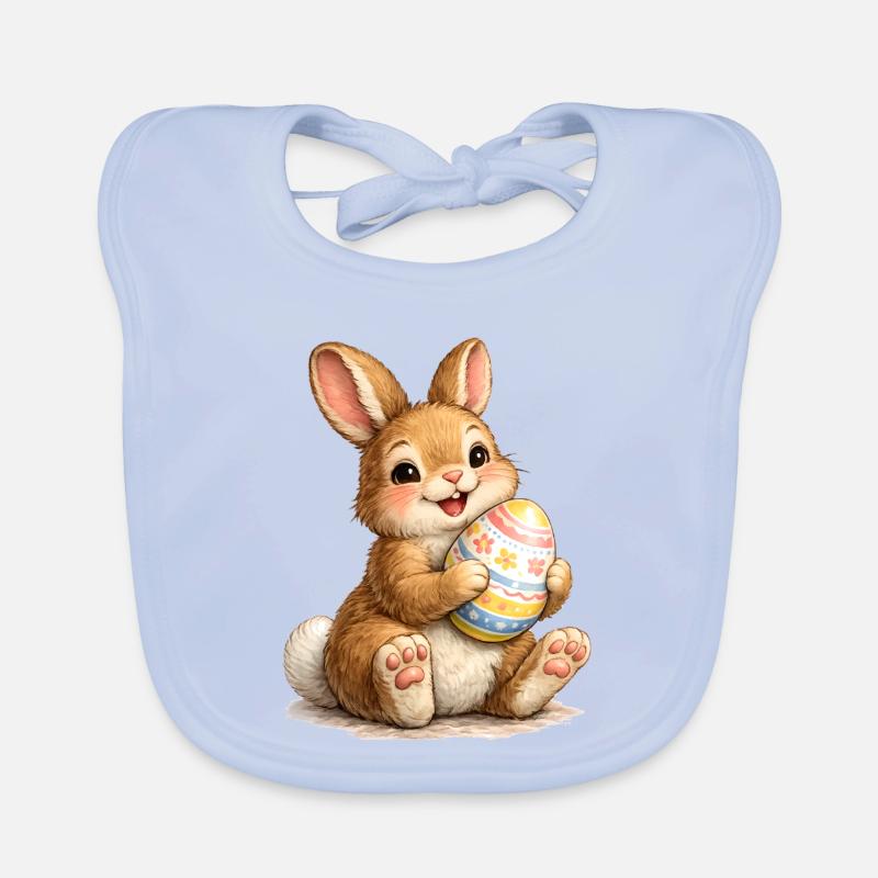 Illustration de lapin avec œuf de Pâques Bavoir bio Bébé