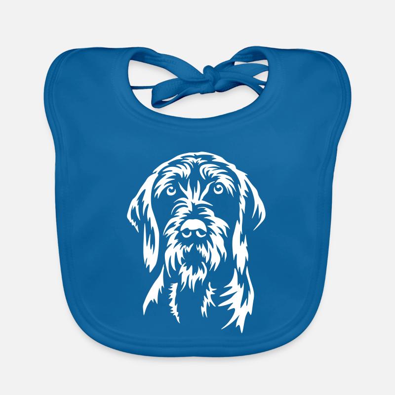Tête pointeuse de caniche « Édition noire » - Bavoir bio Bébé - bleu paon