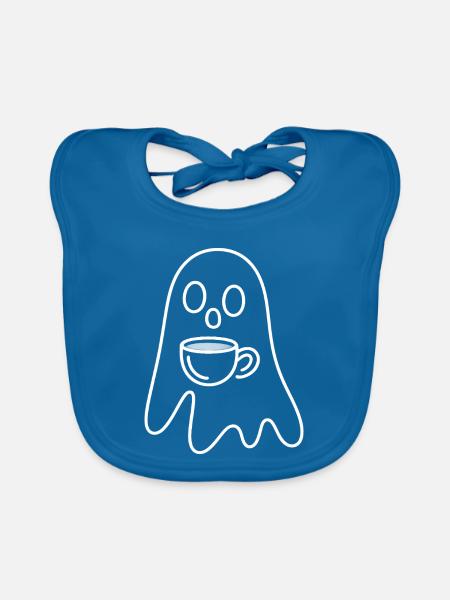 Geist mit Kaffeetasse - Baby Bio-Lätzchen - Pfauenblau