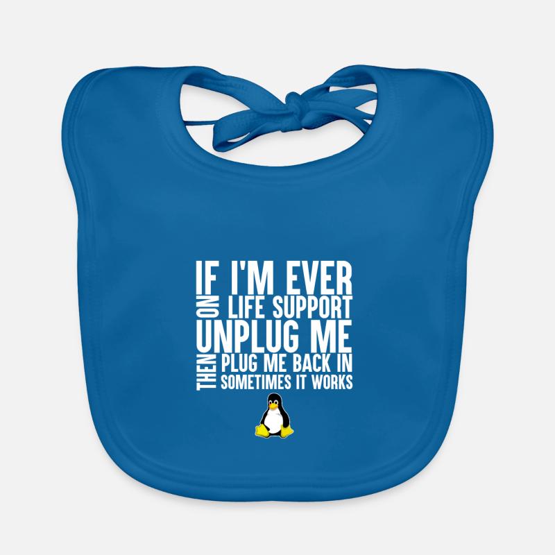 Programming Computer Science Gift · Unplug me - Organic Baby Bibs - peacock-blue
