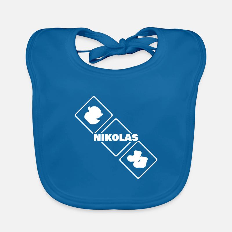 Nikolas - Bavoir bio Bébé - bleu paon