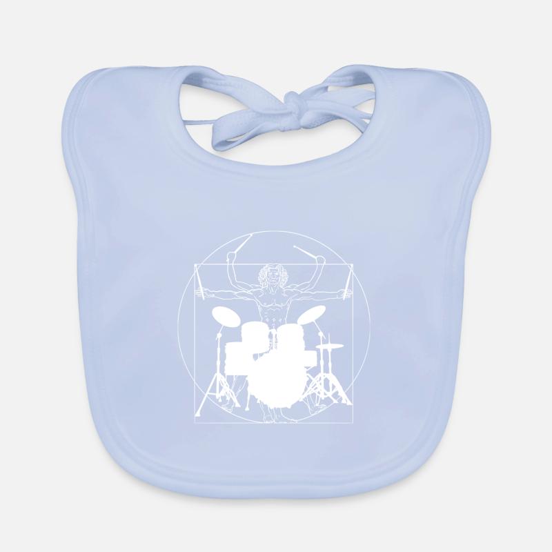 Drummer Vitruvian Man Drumsticks Organic Baby Bibs