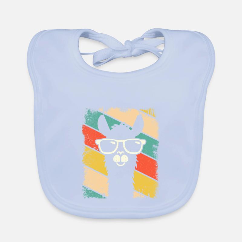 Retro Lama Alpaca with Sunglasses Lama Alpaka Organic Baby Bibs