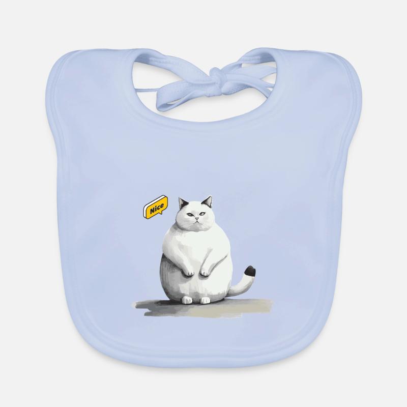 mignon chat blanc gras avec bulle de dialogue Bavoir bio Bébé