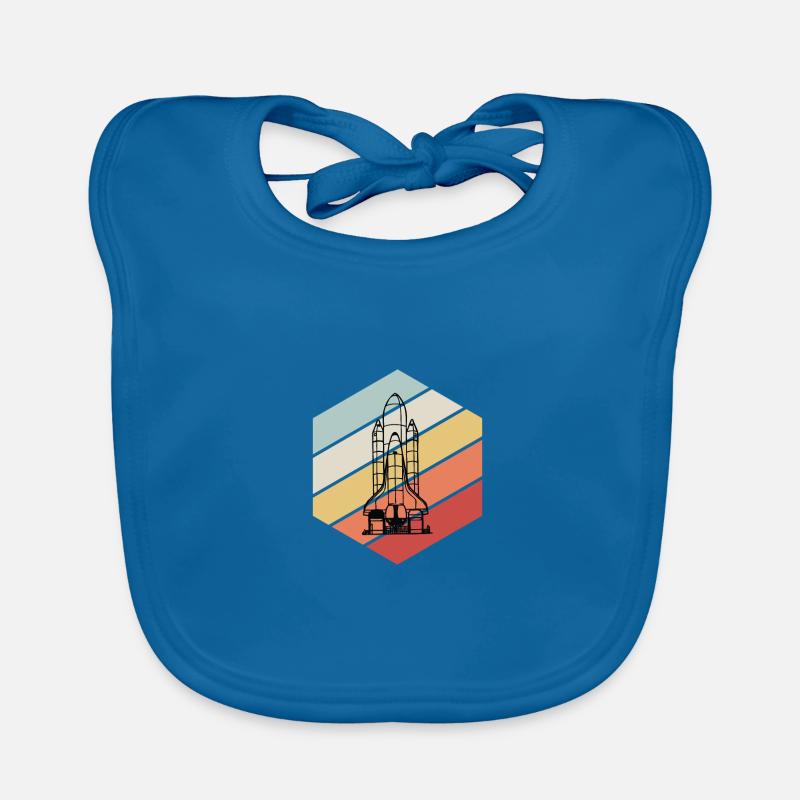 Space Shuttle - Space, All, Space - Organic Baby Bibs - peacock-blue