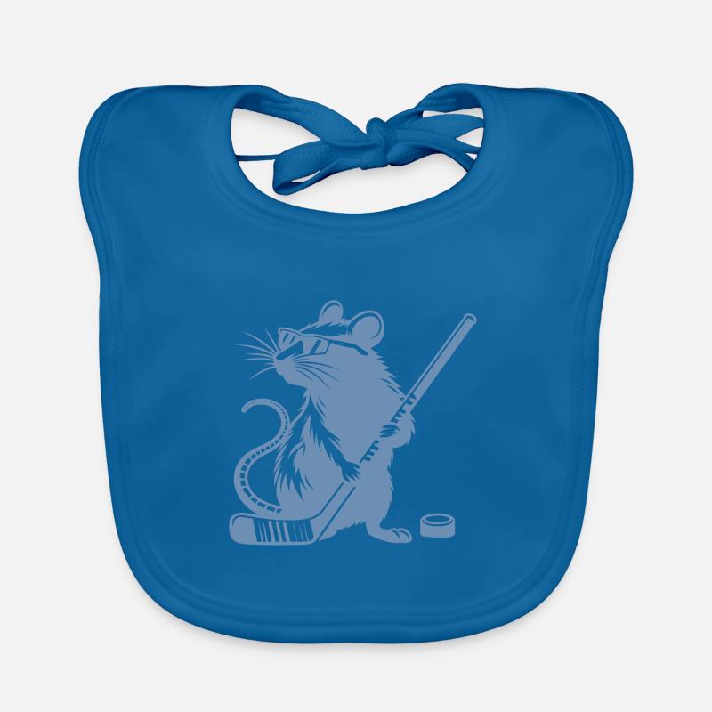 Maus Ratte Eishockeyspieler Silhouette Baby Bio-Lätzchen