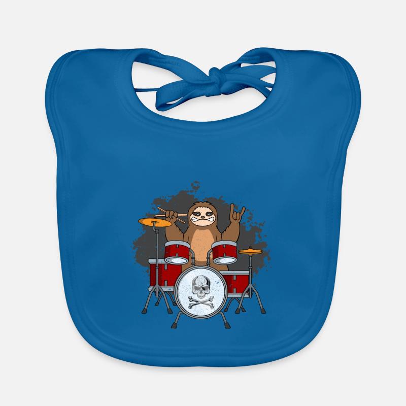 Sloth on drums Organic Baby Bibs