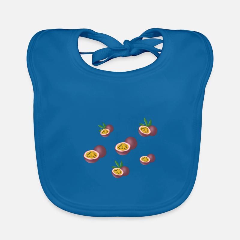 Passion fruit pattern - Organic Baby Bibs - peacock-blue