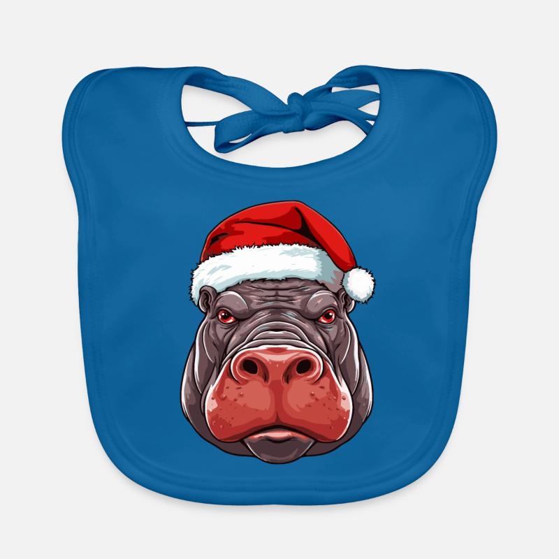 Tête d’animal de Noël hippopotame Bavoir bio Bébé
