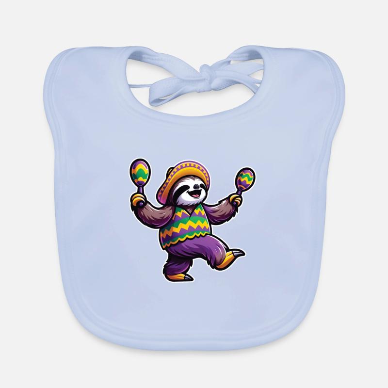 Mardi Gras Sloth - Celebrate Carnival Dancing Organic Baby Bibs