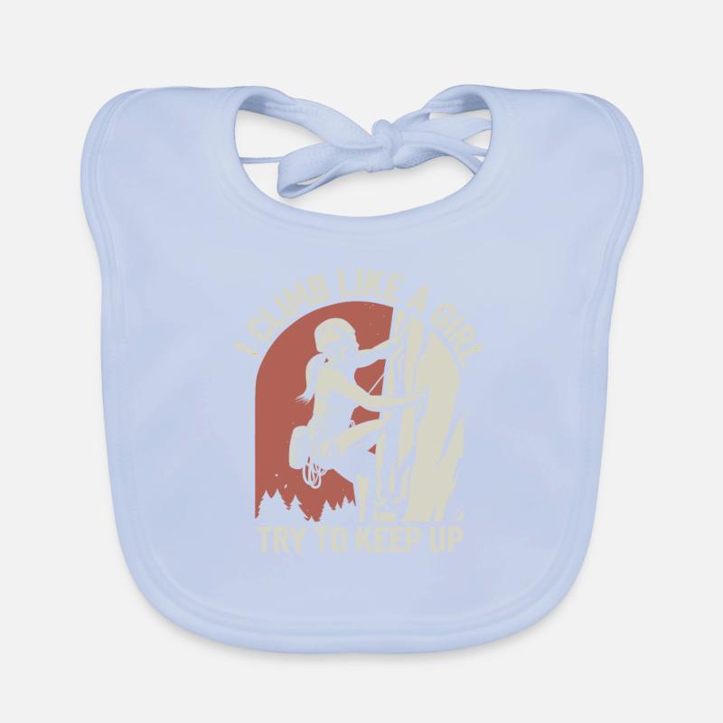 Ich klettere wie ein Mädchen Versuche mithalten Lustiger Berg Baby Bio-Lätzchen