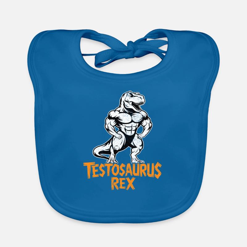 Testosaurus Rex Funny Bodybuilder Dinosaur Organic Baby Bibs