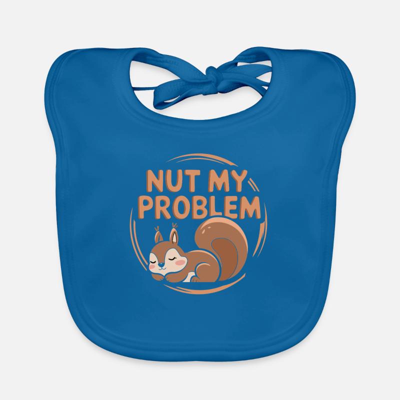 Nuss mein Problem Lustiges Eichhörnchen-Wortspiel - Baby Bio-Lätzchen - Pfauenblau