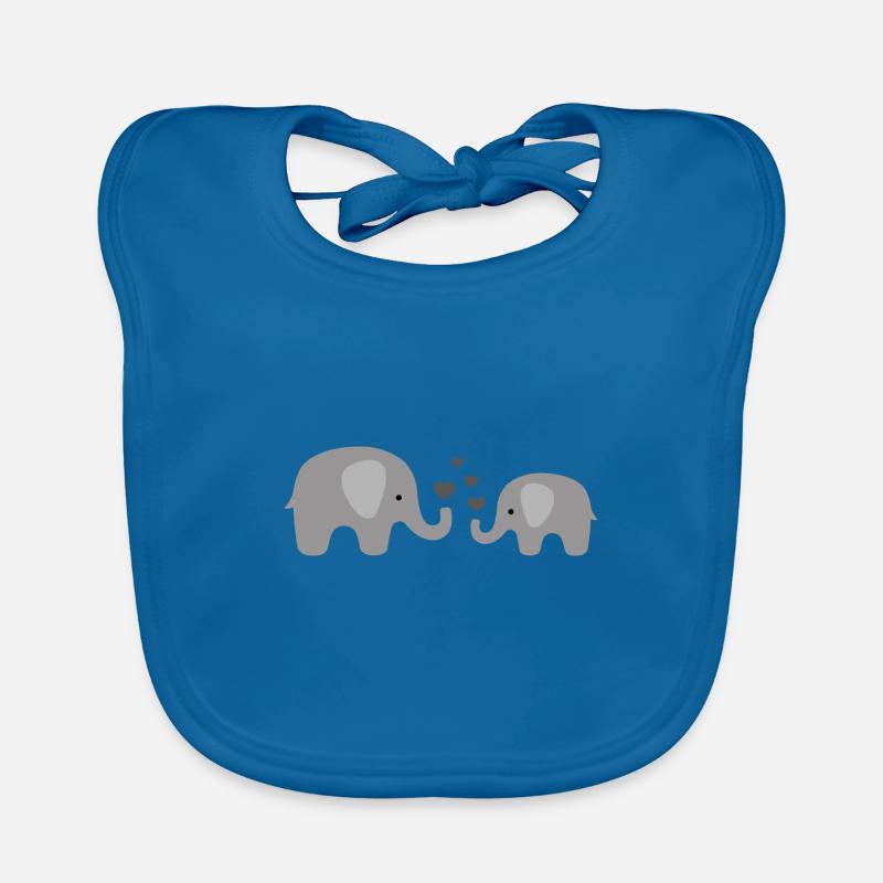 Doux bébé éléphant et maman avec des cœurs Bavoir bio Bébé