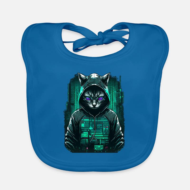 Cyber Hacker Cat Organic Baby Bibs
