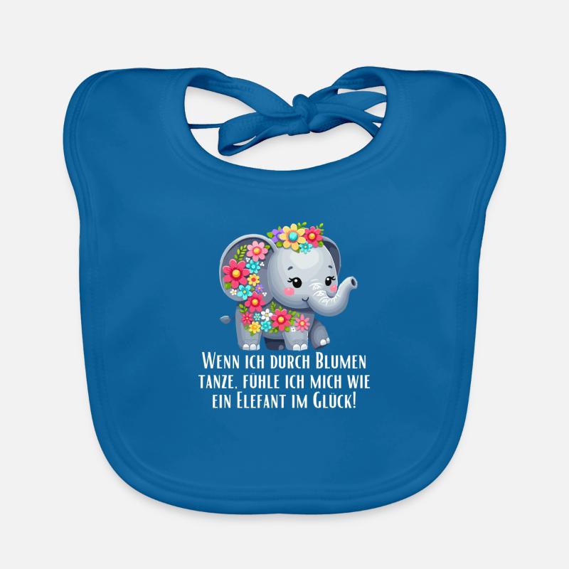 Süßer Elefant mit Blumen und Spruch Baby Bio-Lätzchen