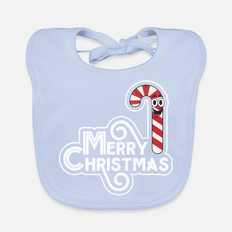 Funny Comic Art Candy Cane Graphic Christmas Gift Organic Baby Bibs