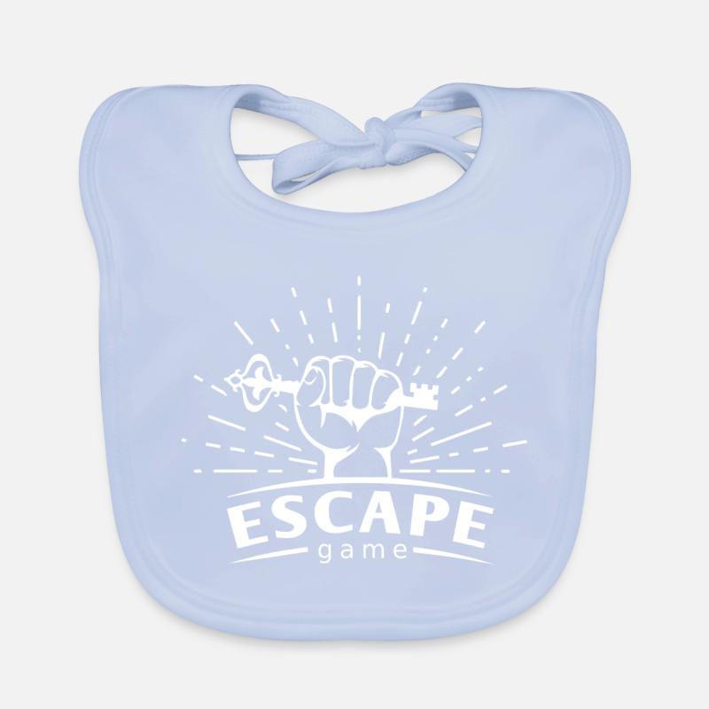 Escape Game - Exit Room - White Organic Baby Bibs