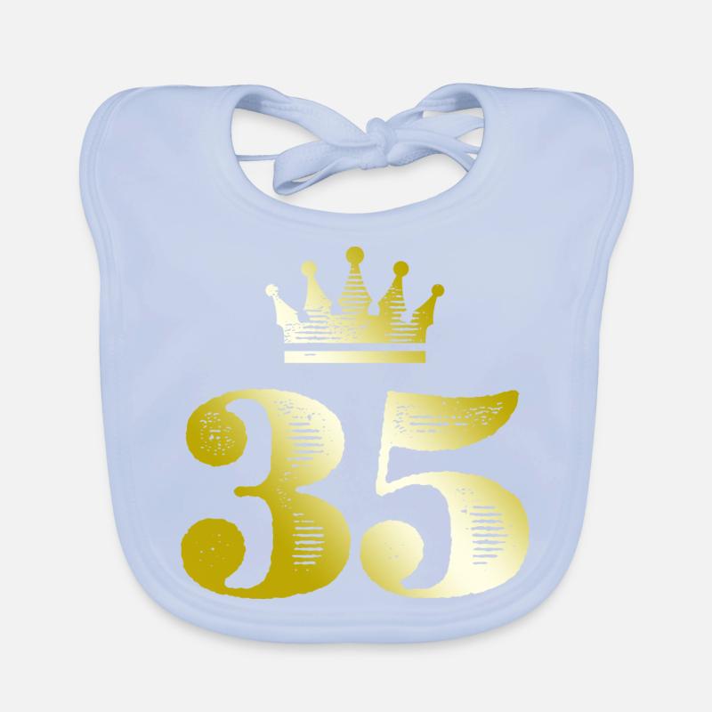 35 Number Crown Gold Organic Baby Bibs