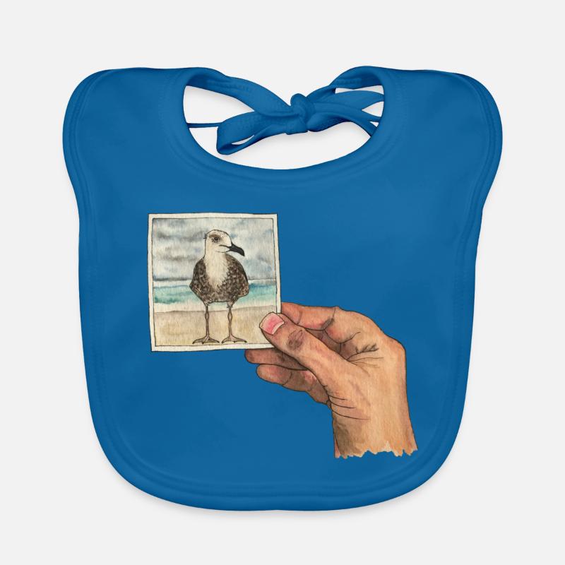 Main avec photo d'une mouette Bavoir bio Bébé