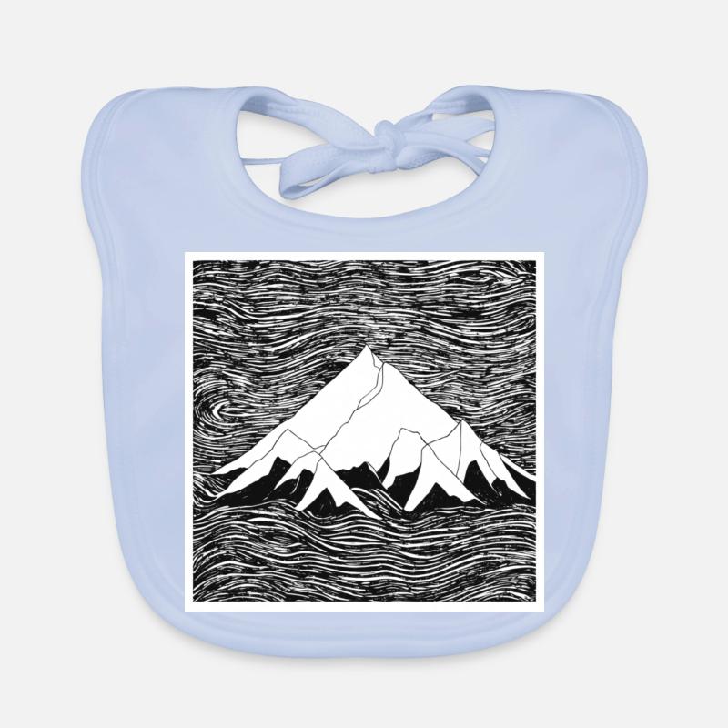 Line drawing of a mountain range Organic Baby Bibs