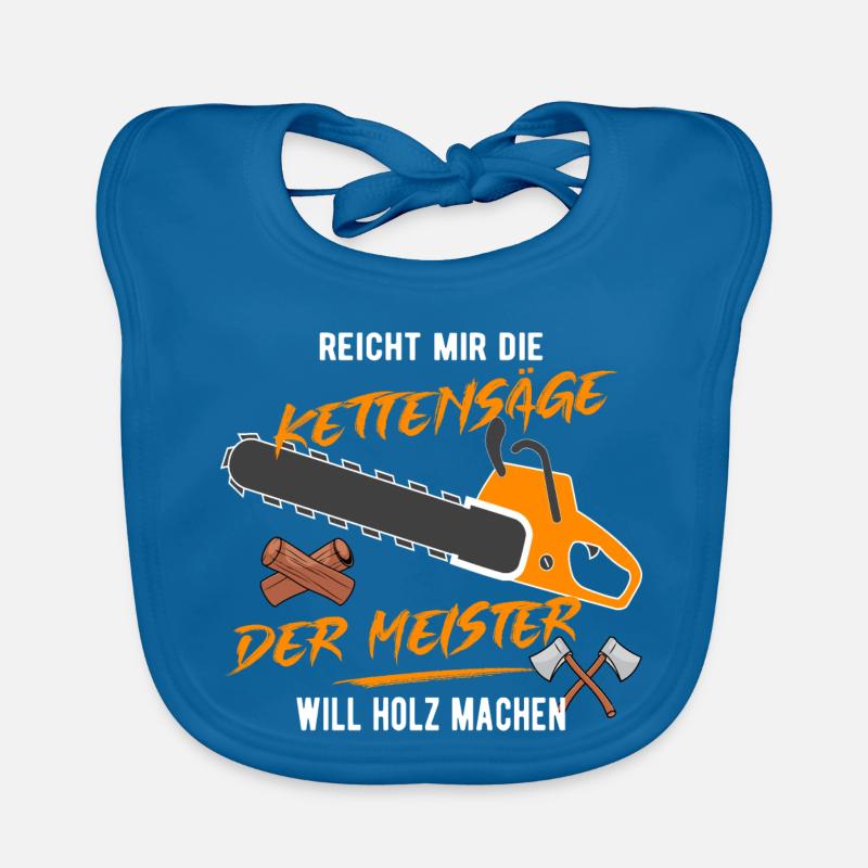 Der Meister will Holz machen! - Baby Bio-Lätzchen - Pfauenblau
