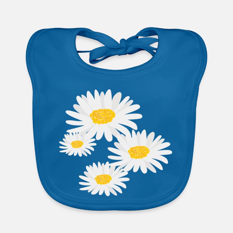 Marguerites de fleurs - Bavoir bio Bébé - bleu paon