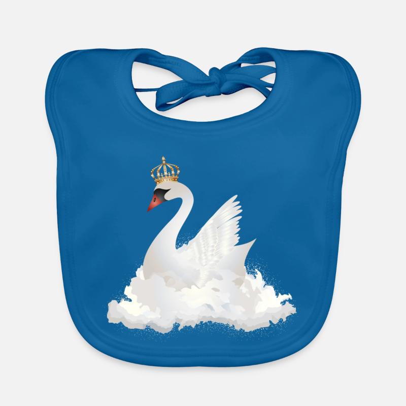 traumhafter Schwan in den Wolken mit einer Krone - Baby Bio-Lätzchen - Pfauenblau
