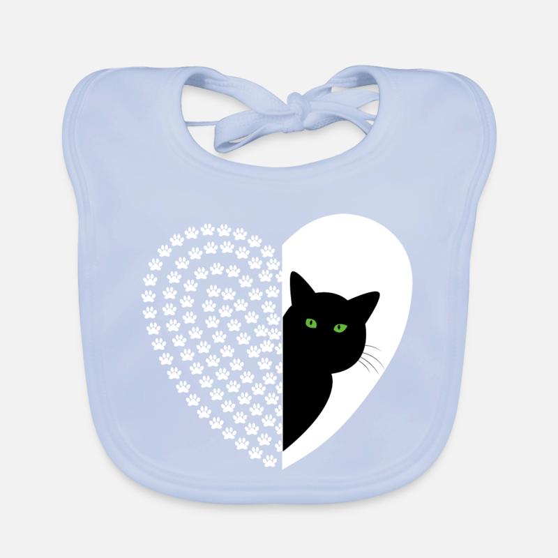 Black cat with floral pattern Organic Baby Bibs
