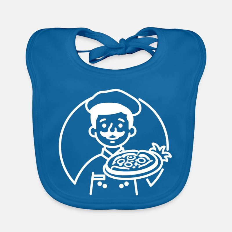 Pizza Maker Line Art Organic Baby Bibs