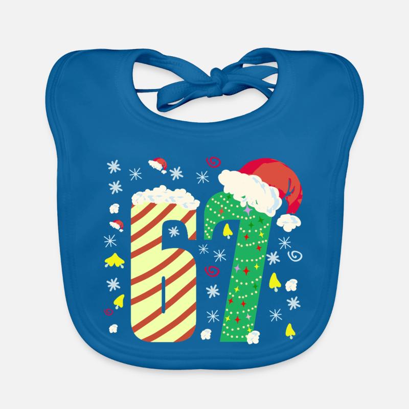 67 Noël - Bavoir bio Bébé - bleu paon