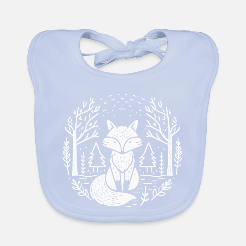 Fox in the Forest Circle Illustration Organic Baby Bibs
